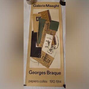 Georges Braque, Galerie Maeght,Paris expo poster, "Papiers Collés" 1912-1914.